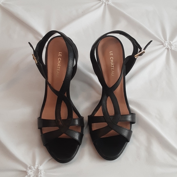 BNWOT - Le Chateau Black High Heel Sandals - Picture 2 of 4